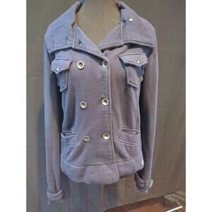 Women's Hurley size medium light button up jacket w/removeable hood navy blue